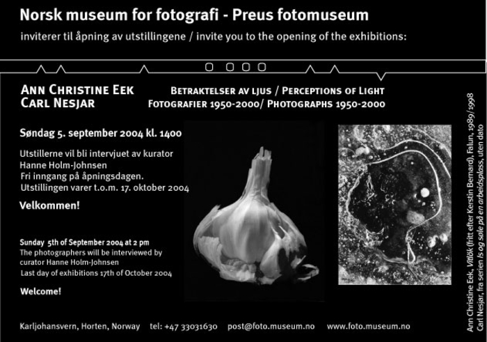 Ann Christine Eek - Betraktelser av ljus og Carl Nesjar - fotografier 1950-2000