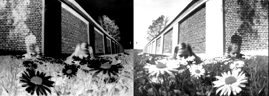 Negativt og positivt pinholebilde