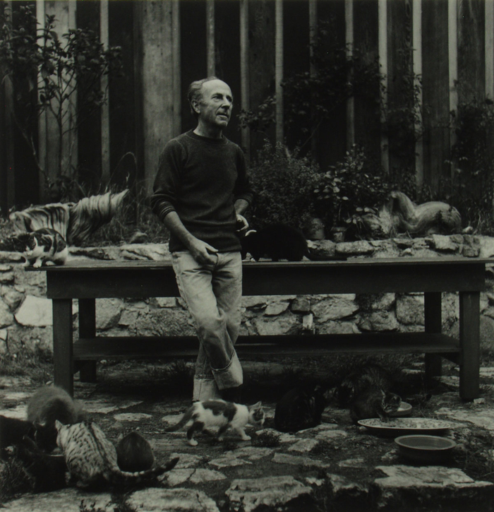 Imogen Cunningham: Edward Weston with cats, 1945, sølvgelatin, NMFF.000408