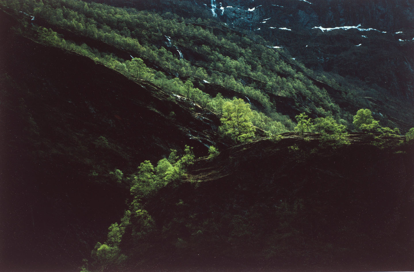 © Solveig Greve, Flåmsdalen, 1976. Cibachrome. Preus Museum collection.The color photography of Flåmsdalen was shown at the exhibition "Photography here and now" at Henie Onstad Kunstsenter in connection with the five-year anniversary of the Association of Free Photographers (Forbundet Frie Fotografer- FFF). This was the same year that Greve applied for admission as a member of FFF.