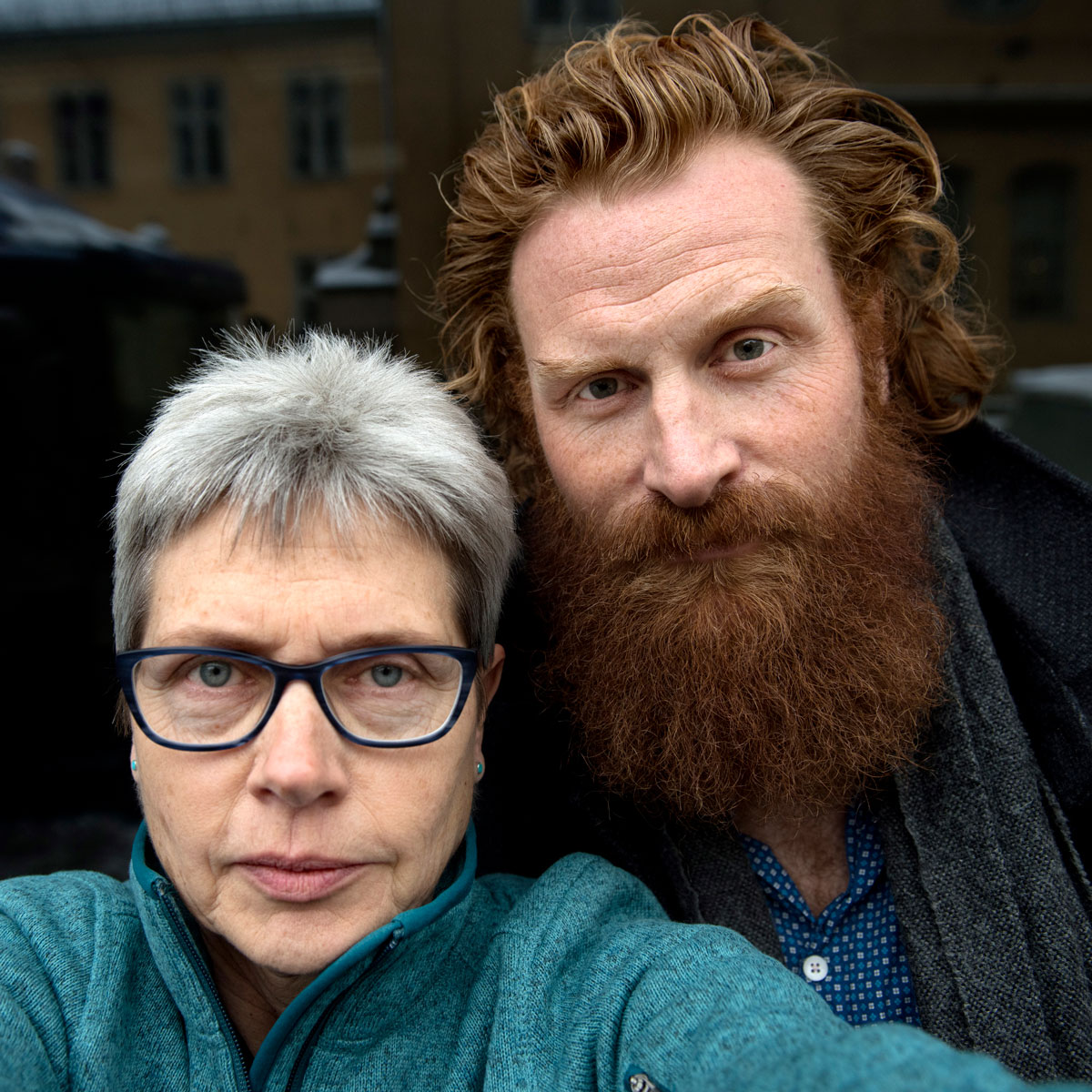 Mimsy Møller, Selfie med Kristofer Hivju, skuespiller, 12.01.16. Tilhører Preus museums samling. 