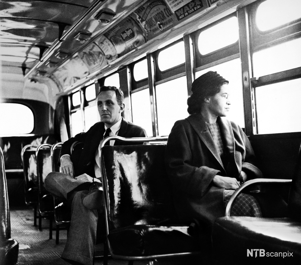 United Press International, Rosa Parks på en Montgomery-buss i 1956, The Granger Collection/ NTB Scanpix